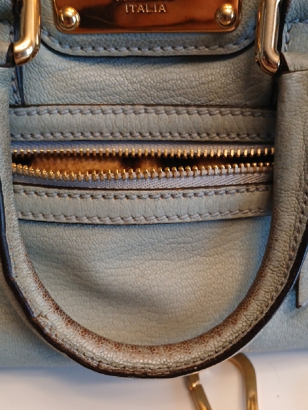Dolce & Gabbana Light Blue Leather Mini Satchel Crossbody with Gold Hardware - Picture 6 of 16
